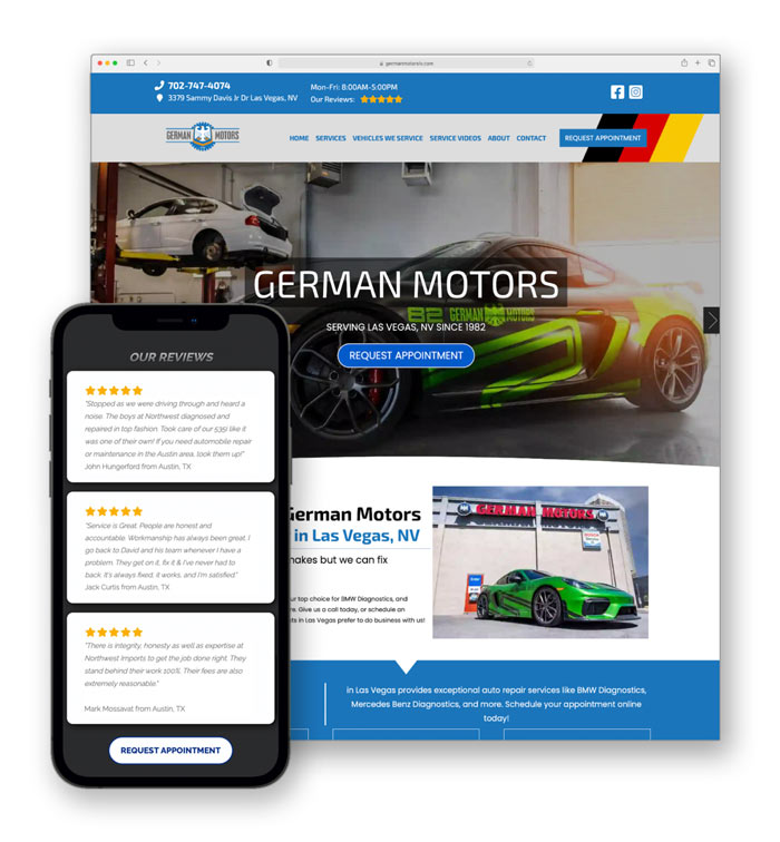 desktop-mobile German Motors' Website.